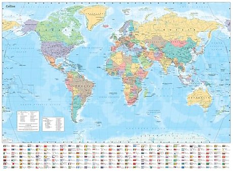 Collins Large World Wall Laminated Map (70 x 91.5 cm)