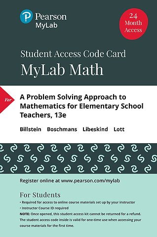 MyLab Math with Pearson eText Access Code (24 Months) for Problem Solving Approach to Mathematics for Elementary School Teachers, A