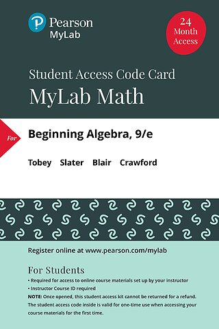 MyLab Math with Pearson eText Access Code (24 Months) for Beginning Algebra