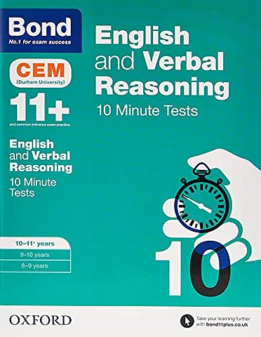 English & Verbal Reasoning: Bond 11+ CEM 10 Minute Tests: Ready for the 2026 Cambridge Select Insight exam