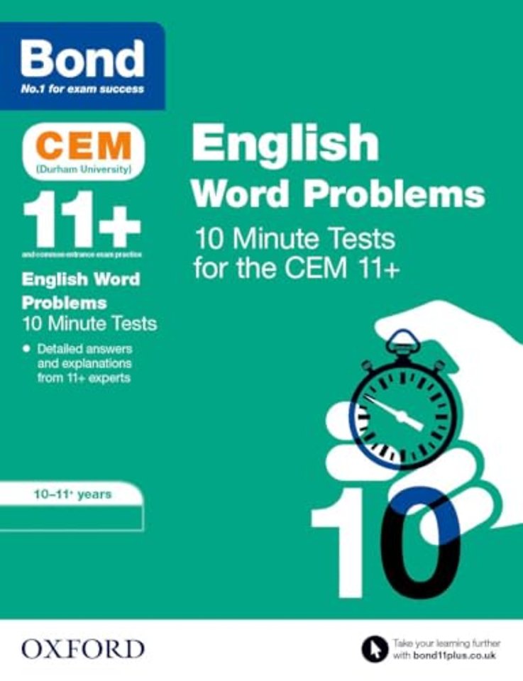 Bond 11+: CEM English Word Problems 10 Minute Tests: Ready for the 2026 Cambridge Select Insight exam