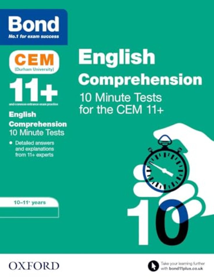 Bond 11+ CEM English Comprehension 10 Minute Tests: Ready for the 2026 Cambridge Select Insight exam