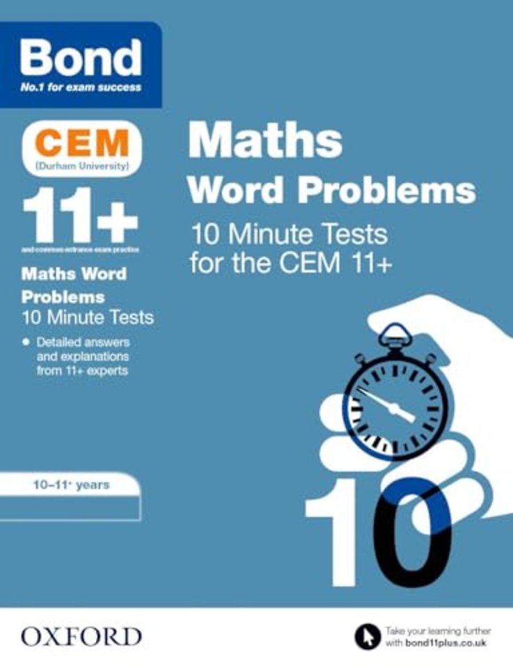 Bond 11+ CEM Maths Word Problems 10 Minute Tests: Ready for the 2026 Cambridge Select Insight exam