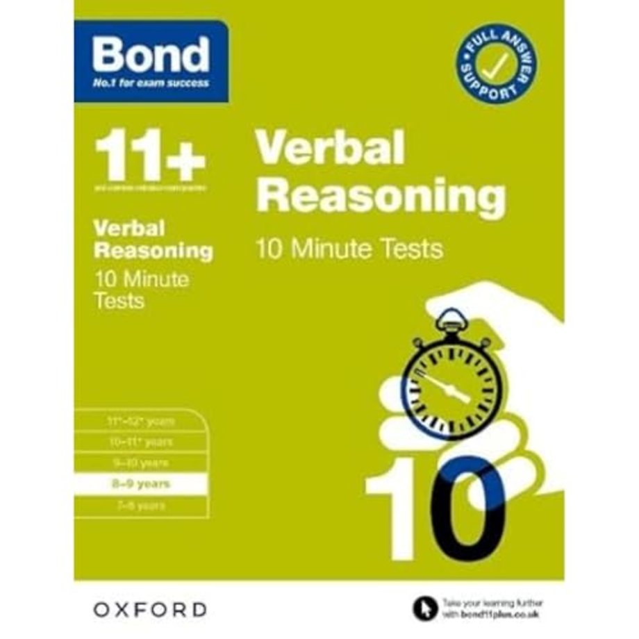 Bond 11+: Bond 11+ Verbal Reasoning 10 Minute Tests with Answer Support 8-9 years