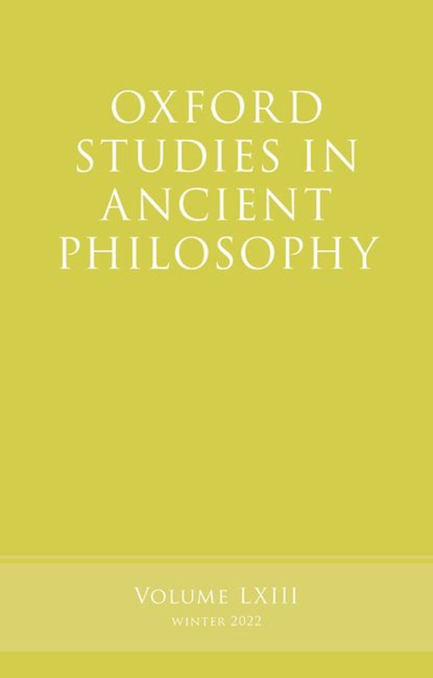 Oxford Studies in Ancient Philosophy, Volume 63