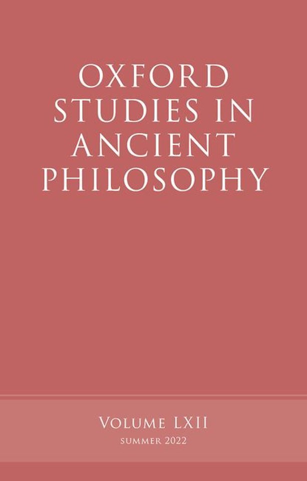 Oxford Studies in Ancient Philosophy, Volume 62