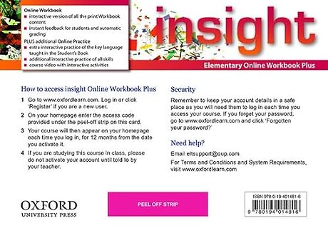 insight: Elementary: Online Workbook Plus - Card with Access Code