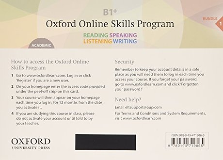 Oxford Online Skills Program: B1+,: Academic Bundle 1 - Card with Access Code