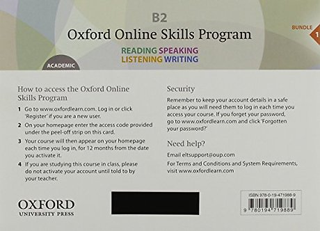 Oxford Online Skills Program: B2,: Academic Bundle 1 - Card with Access Code