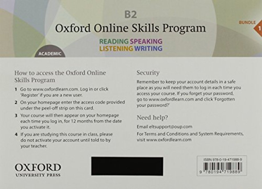Oxford Online Skills Program: B2,: Academic Bundle 1 - Card with Access Code