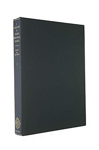 A Lexicon of Greek Personal Names: Volume I: The Aegean Islands, Cyprus, Cyrenaica