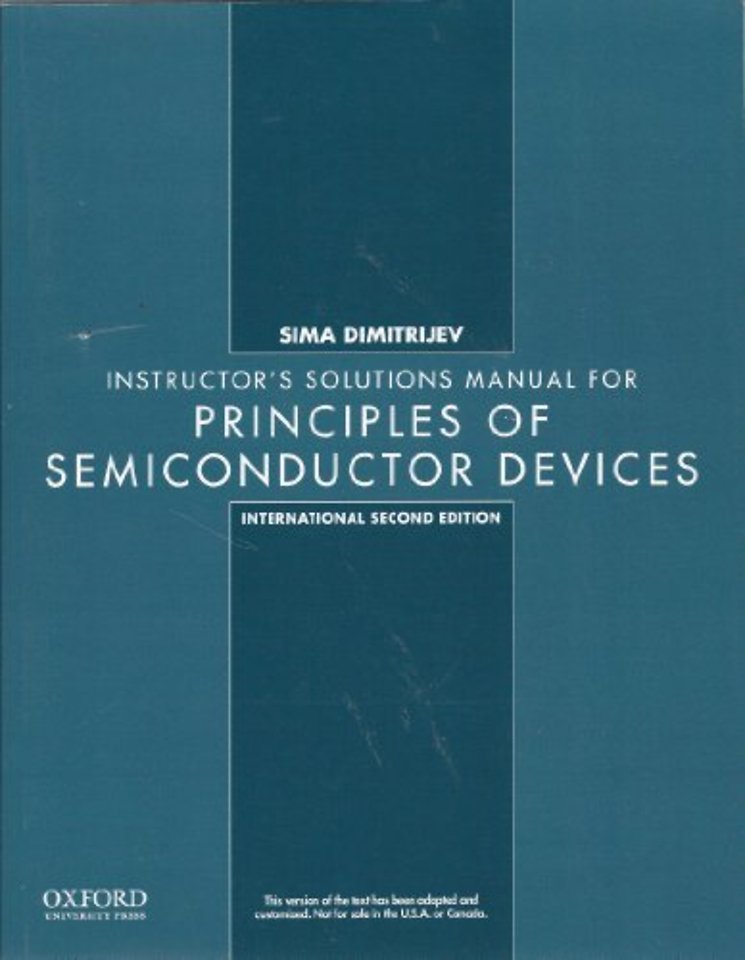 Instructor's Manual for "Principles of Semiconductor Devices", International Second Edition (gratis for those adopting the text)
