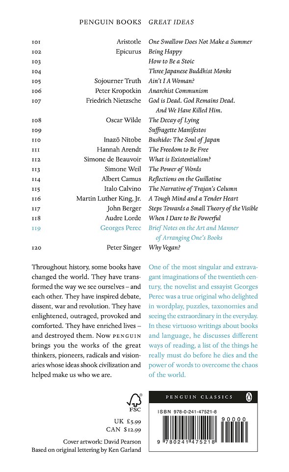 Brief Notes on the Art and Manner of Arranging One's Books