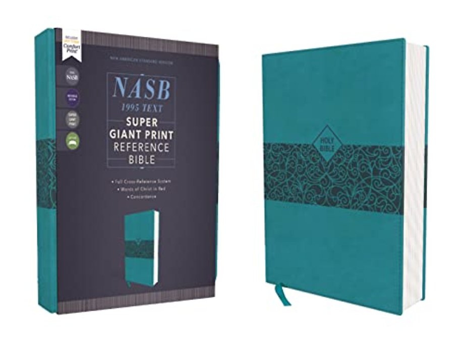 NASB, Super Giant Print Reference Bible (Font Size: 16.5-point), Leathersoft, Teal, Red Letter, 1995 Text, Comfort Print