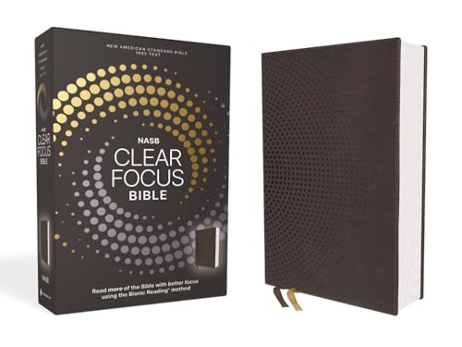 NASB, Clear Focus Bible, Leathersoft, Charcoal Brown