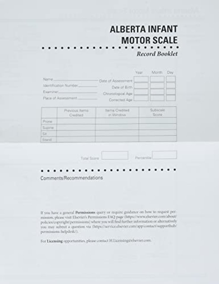 Alberta Infant Motor Scale Score Sheets (AIMS)