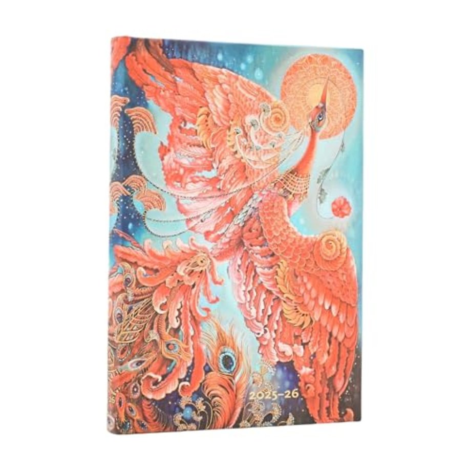 2026 Firebird (Birds of Happiness) Mini 18-month Horizontal Hardcover Flexi Dayplanner 2025-2026 (Elastic Band Closure)