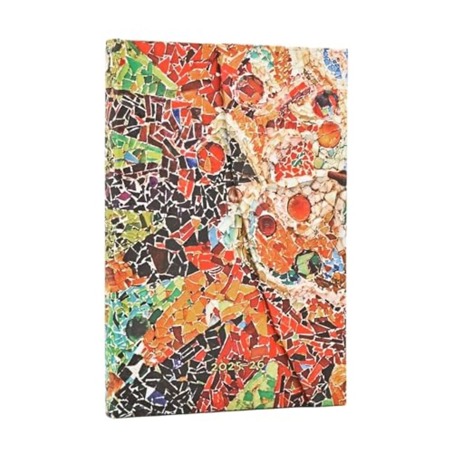 2026 Gaudi's Sun (Gaudi’s Mosaics) Mini 18-month Horizontal Hardcover Flexi Dayplanner 2025-2026 (Wrap Closure)