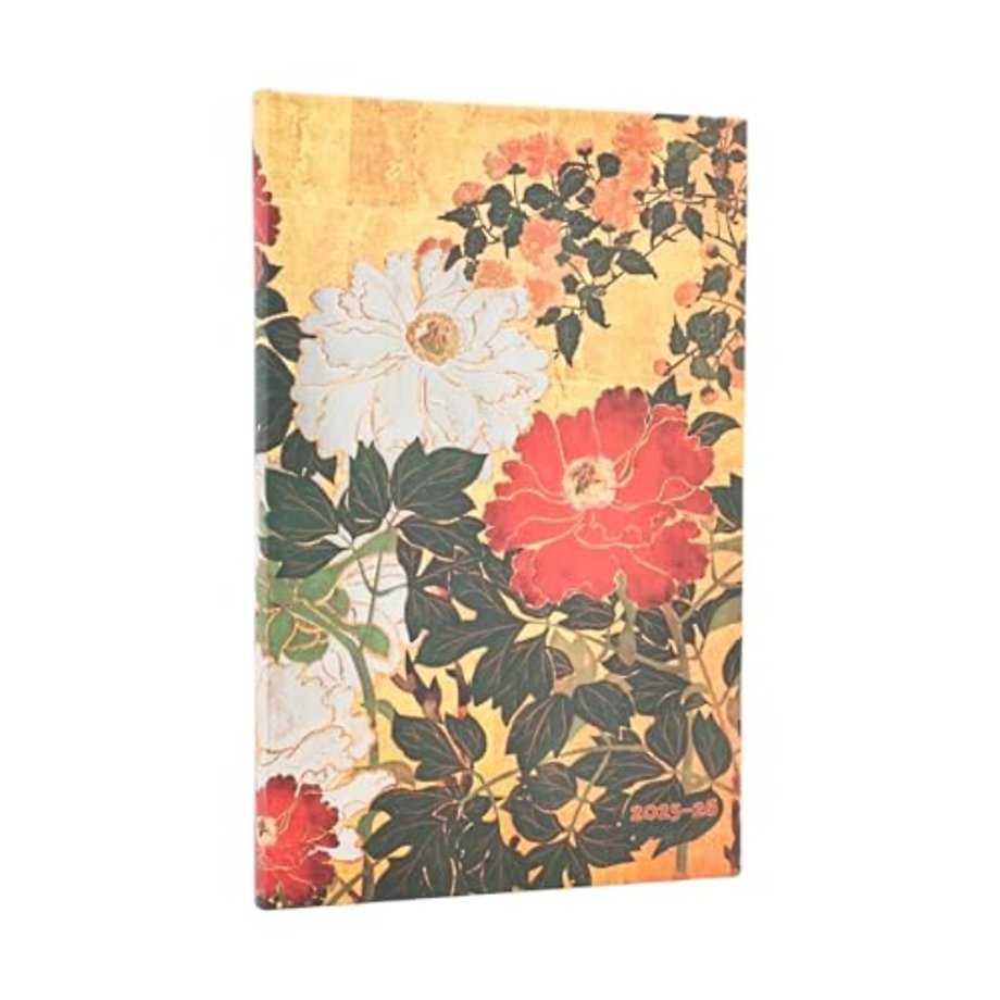 2026 Natsu (Rinpa Florals) Maxi 18-month Vertical Hardcover Flexi Dayplanner 2025-2026 (Elastic Band Closure)