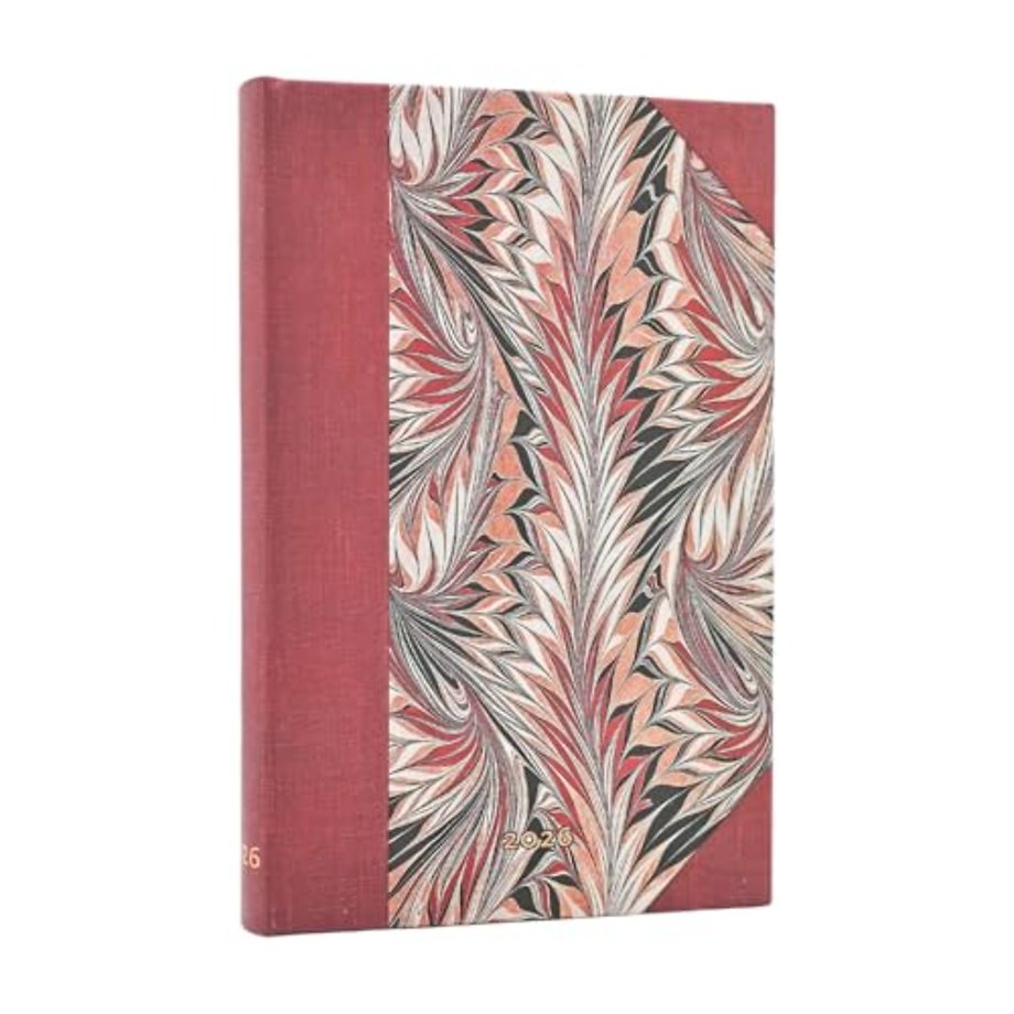 2026 Rubedo (Cockerell Marbled Paper) Mini 12-month Horizontal Hardcover Flexi Dayplanner 2026 (Elastic Band Closure)