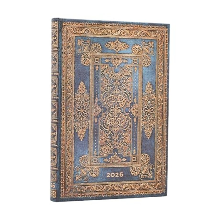 2026 Blue Luxe (Luxe Design) Mini 12-month Verso Hardcover Flexi Dayplanner 2026 (Elastic Band Closure)