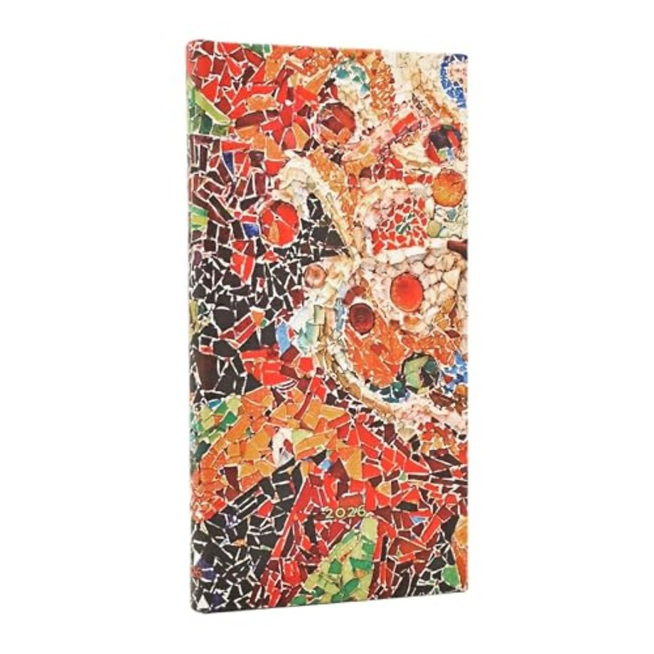 2026 Gaudi's Sun (Gaudi’s Mosaics) Slim 12-month Horizontal Hardcover Flexi Dayplanner 2026 (Elastic Band Closure)