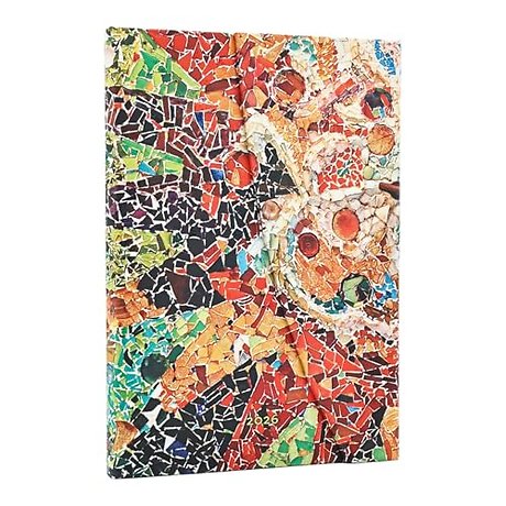 2026 Gaudi's Sun (Gaudi’s Mosaics) Midi 12-month Vertical Hardcover Flexi Dayplanner 2026 (Wrap Closure)