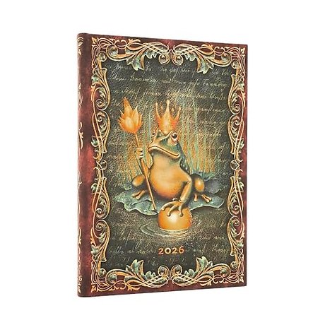2026 The Brothers Grimm, Frog Prince (Fairy Tale Collection) Midi 12-month Verso Hardcover Flexi Dayplanner 2026 (Elastic Band Closure)