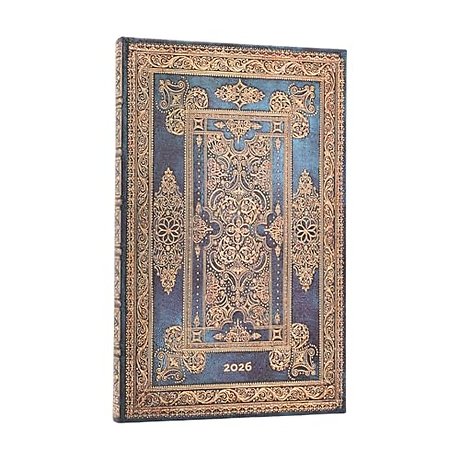 2026 Blue Luxe (Luxe Design) Maxi 12-month Horizontal Hardcover Flexi Dayplanner 2026 (Elastic Band Closure)