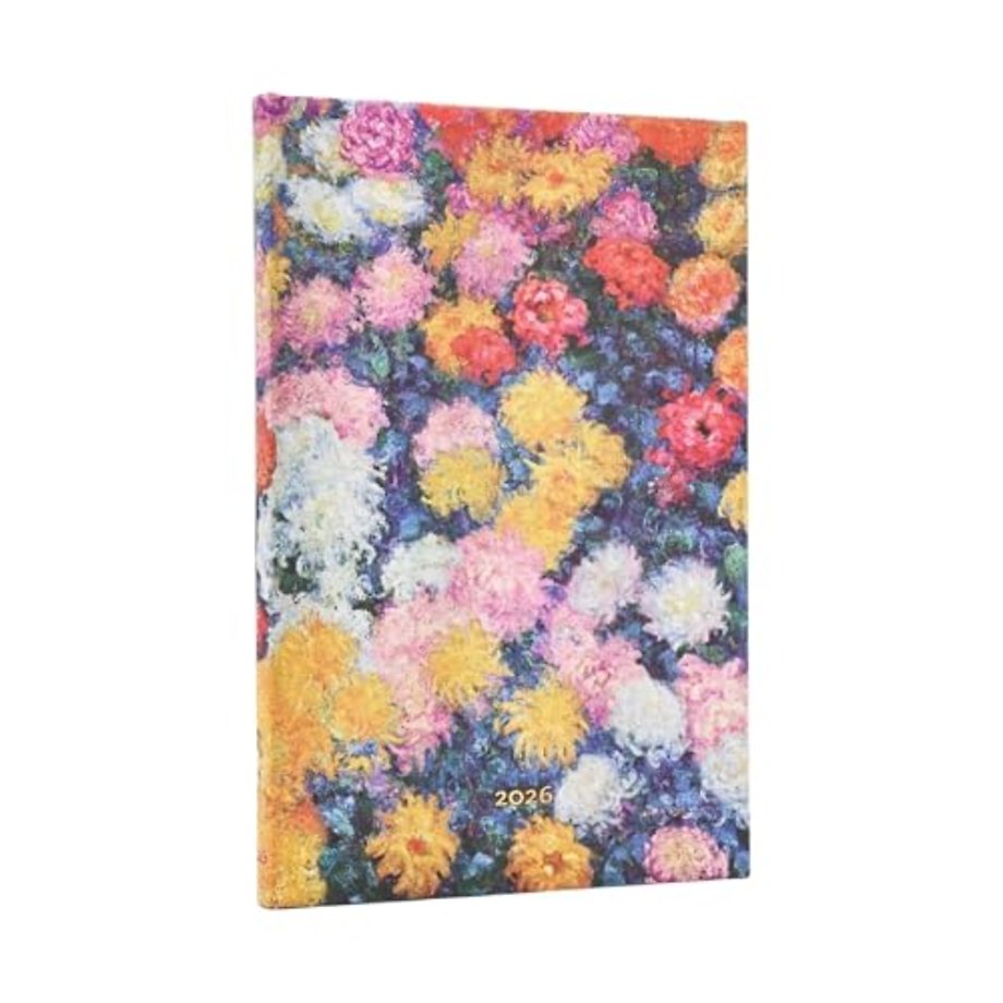 2026 Monet's Chrysanthemums Maxi 12-month Horizontal Hardcover Flexi Dayplanner 2026 (Elastic Band Closure)