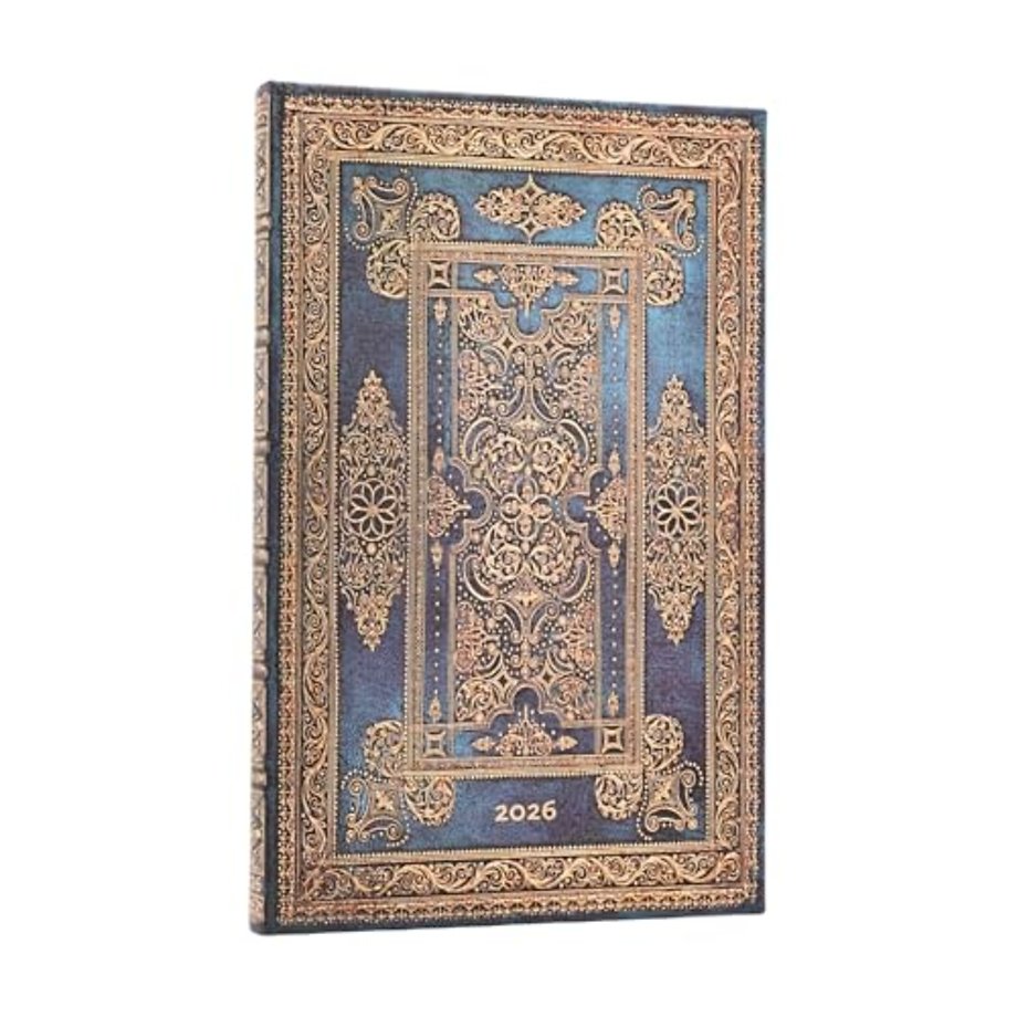 2026 Blue Luxe (Luxe Design) Maxi 12-month Vertical Hardcover Flexi Dayplanner 2026 (Elastic Band Closure)