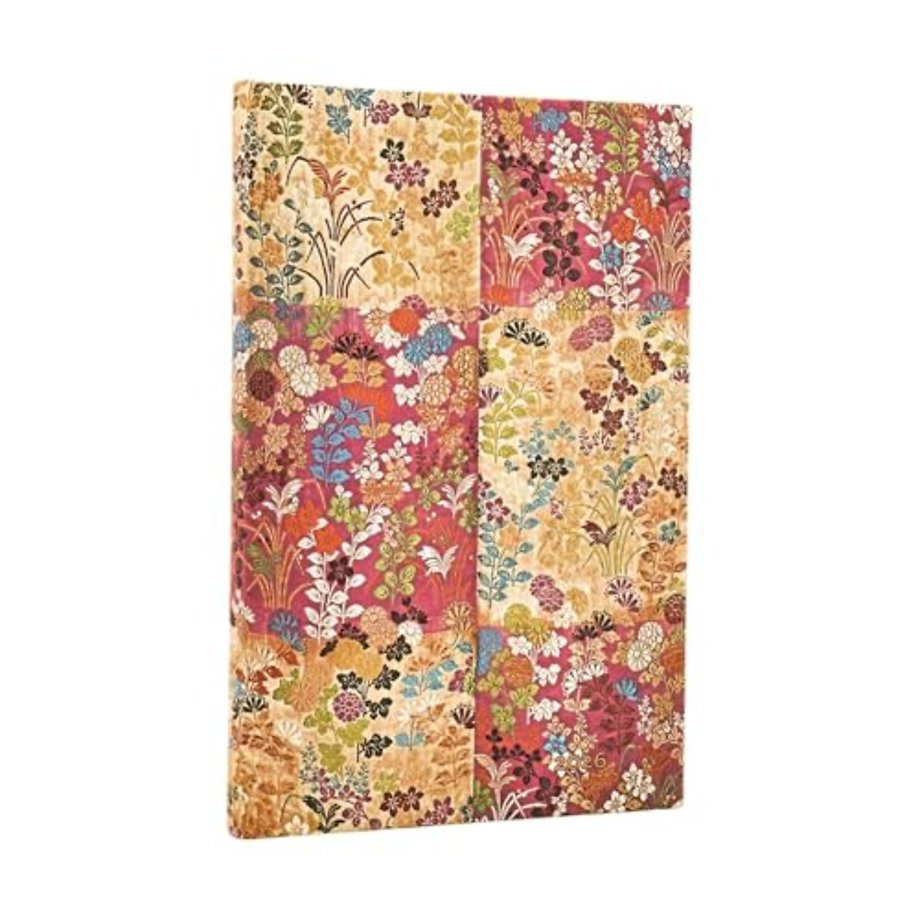 2026 Kara-ori Pink (Japanese Kimono) Maxi 12-month Vertical Hardcover Flexi Dayplanner 2026 (Elastic Band Closure)