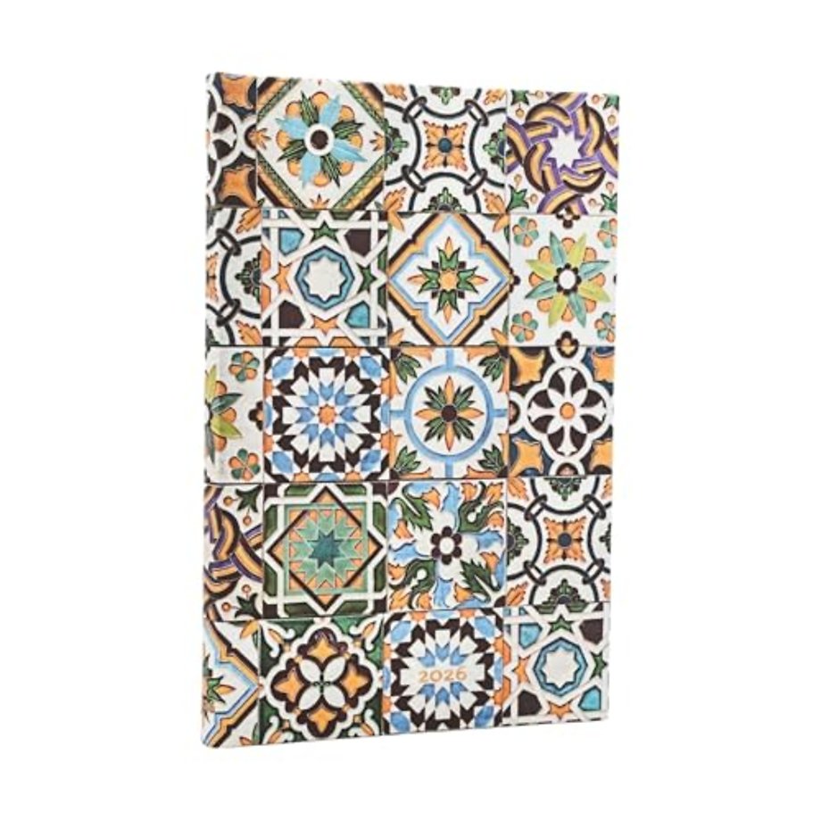 2026 Porto (Portuguese Tiles) Maxi 12-month Vertical Hardcover Flexi Dayplanner 2026 (Elastic Band Closure)
