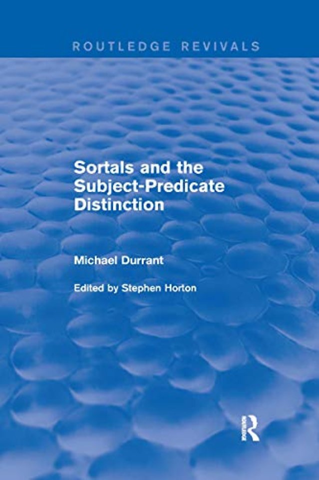 Sortals and the Subject-predicate Distinction (2001)