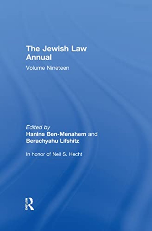 Jewish Law Annual Volume 19