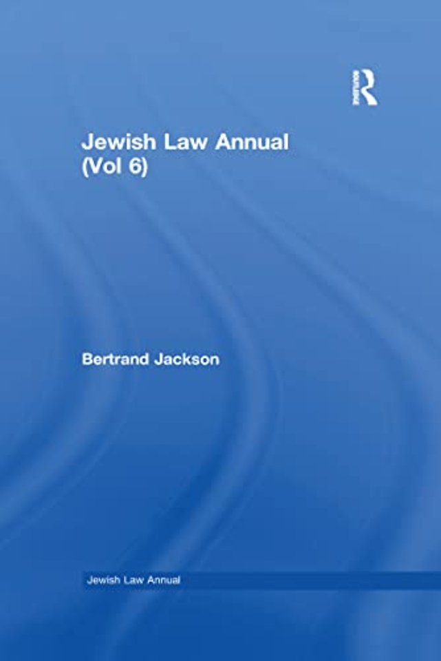 Jewish Law Annual (Vol 6)