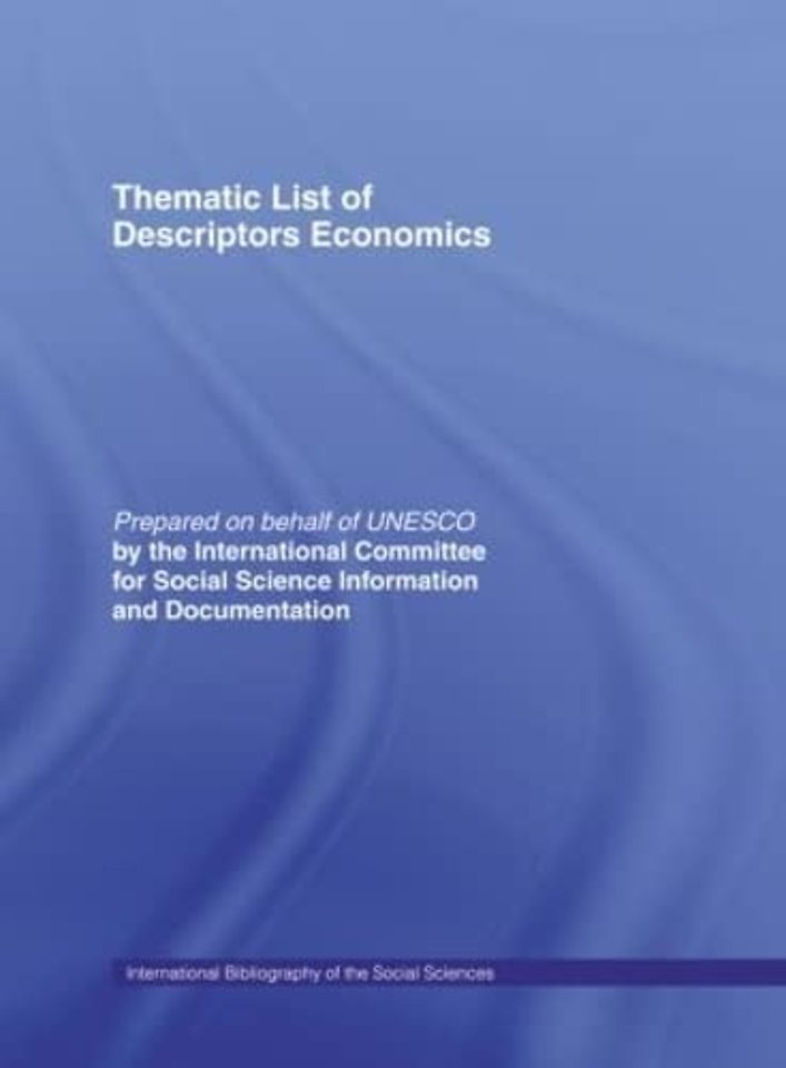 Thematic List of Descriptors: Economics