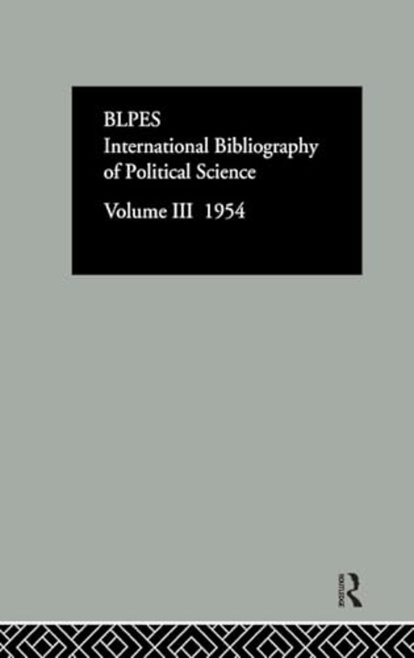 Intl Biblio Pol Sc 1954 Vol  3