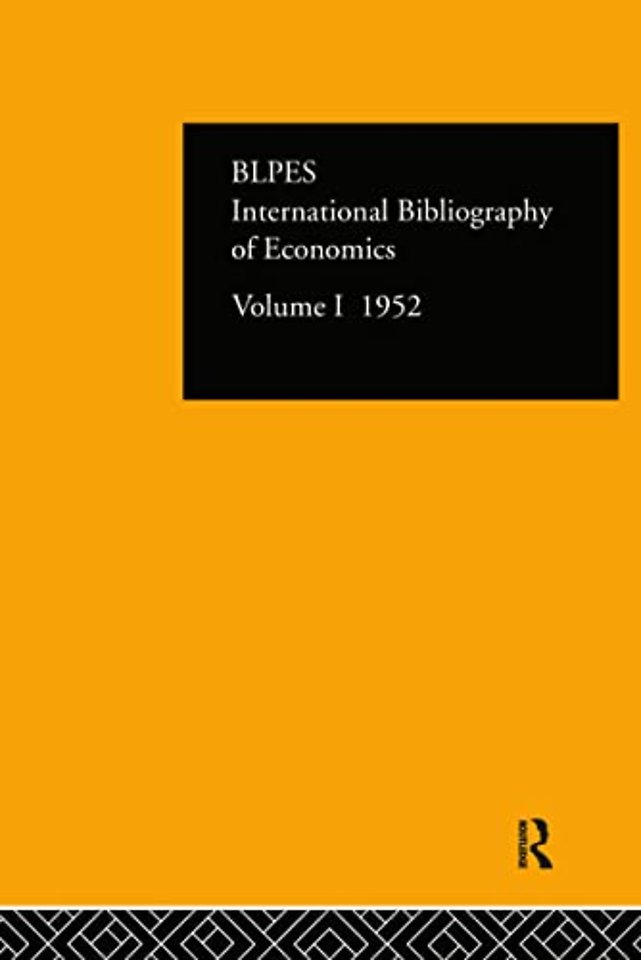 Intl Biblio Econom 1952 Vol  1