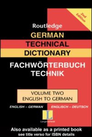 German Technical Dictionary (Volume 2)