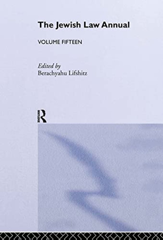 Jewish Law Annual Volume 15