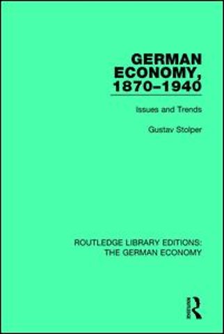 German Economy, 1870-1940