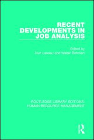 Recent Developments in Job Analysis