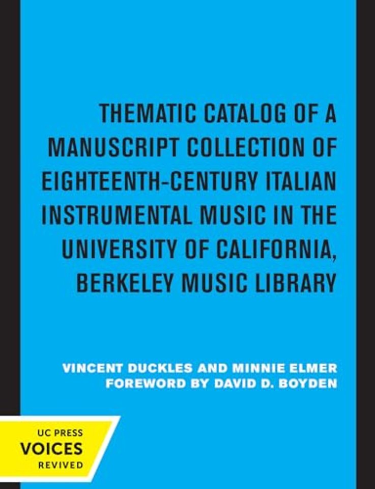 Thematic Catalog of a Manuscript Collection of Eighteenth-Century Italian Instrumental Music