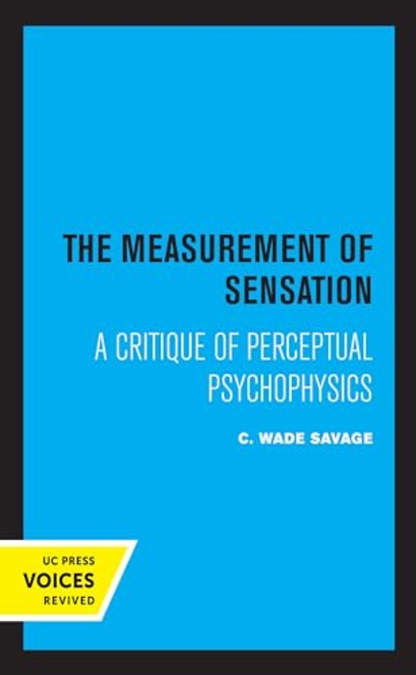 The Measurement of Sensation