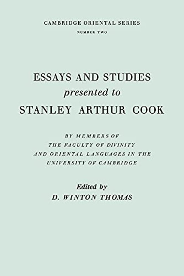 Essays and Studies Presented to Stanley Arthur Cook