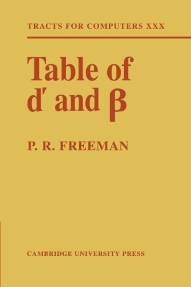 Table of d' and β
