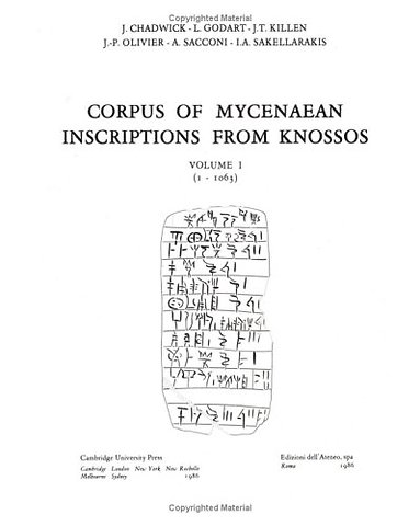 Corpus of Mycenaean Inscriptions from Knossos: Volume 1, 1–1063