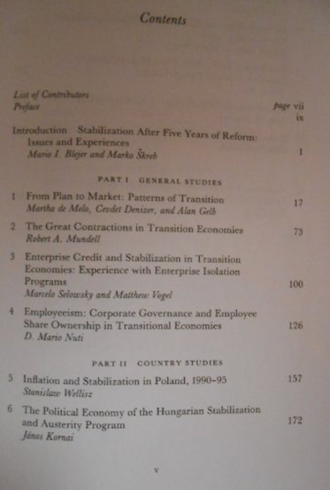 Macroeconomic Stabilization in Transition Economies