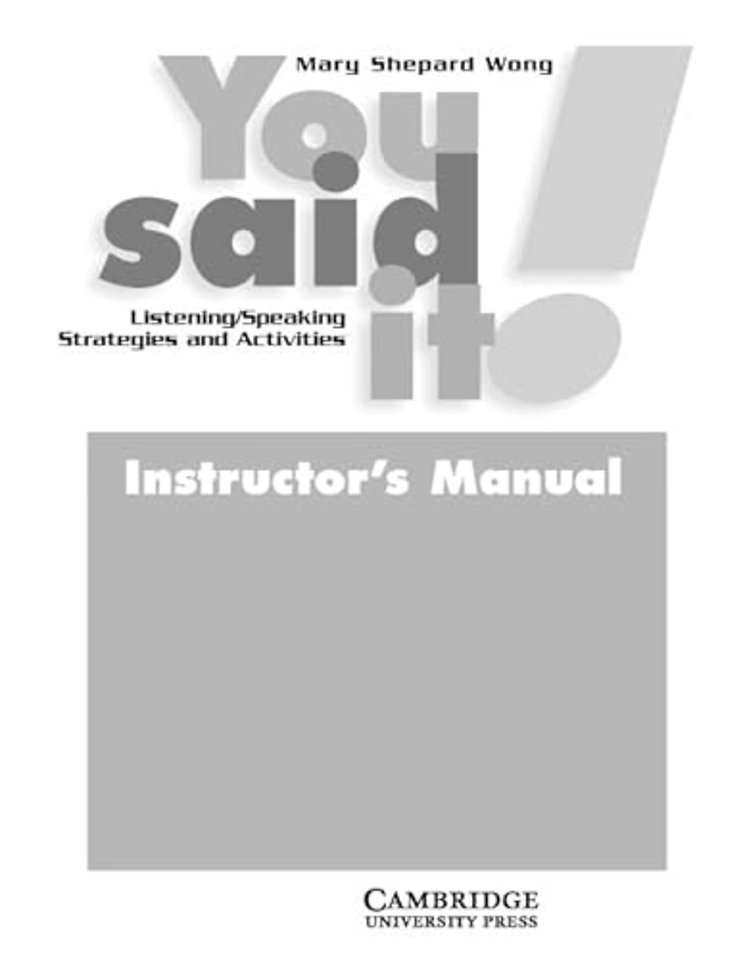 You Said It! Instructor's Manual